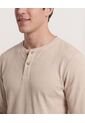 Camiseta  Para Hombre Manga Larga Cuello Henley Color Avena Marca Ostu #60091892 de Ostu