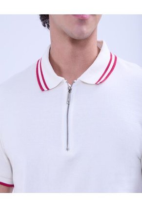 Polo Para Hombre Cuello Tejido Sin Bolsillo Color Crema Marca Ostu #60110709