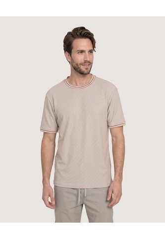 Camiseta Regular Preteñida Klang  Para Hombre Beige Ostu Ostu