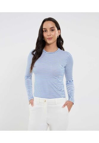 Camiseta Para Mujer Manga Larga Cuello Redondo Color Azul Marca Ostu #40092478 Ostu
