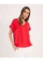 Blusa Para Mujer Manga Corta Color Rojo Marca Ostu #40121060 de Ostu