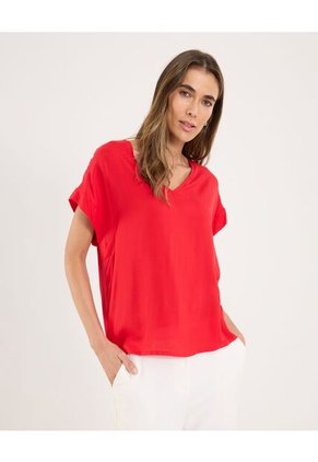Blusa Para Mujer Manga Corta Color Rojo Marca Ostu #40121060