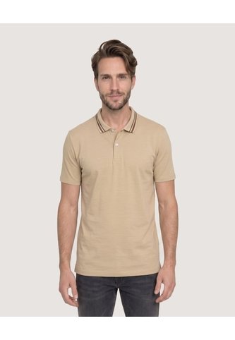 Polo Jersey Lycrada  Para Hombre Beige Ostu Ostu