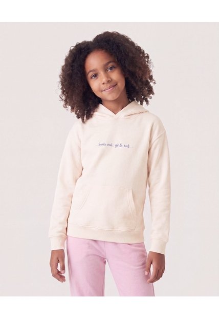 Buzo Hoodie Mensaje Inspirador  Infantil Niña Crema Ostu