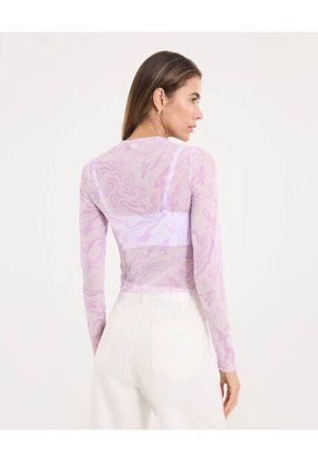 Camiseta Para Mujer Manga Larga Cuello Redondo Color Lila Marca Ostu #40092617