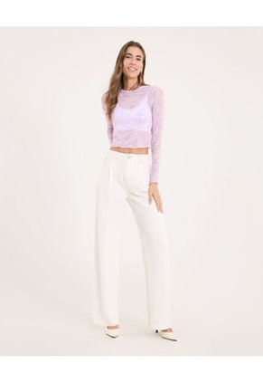 Camiseta Para Mujer Manga Larga Cuello Redondo Color Lila Marca Ostu #40092617