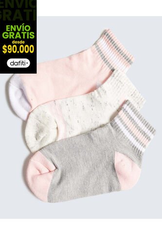 Medias Infantil Niña Tobillera Color Gris Marca Ostu #90980127 Ostu