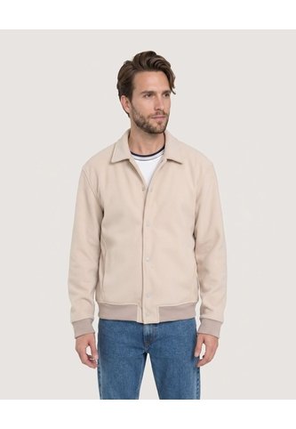 Chaqueta Bomber De Botones  Para Hombre Arena Ostu Ostu