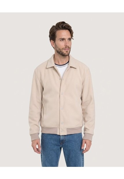 Chaqueta Bomber De Botones  Para Hombre Arena Ostu