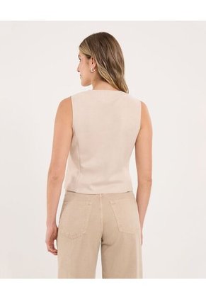 Chaleco Para Mujer Plano Color Arena Marca Ostu #40250027