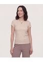 Camiseta Estampada Manga Corta  Para Mujer Beige Ostu de Ostu