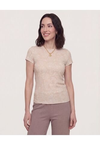 Camiseta Estampada Manga Corta  Para Mujer Beige Ostu Ostu
