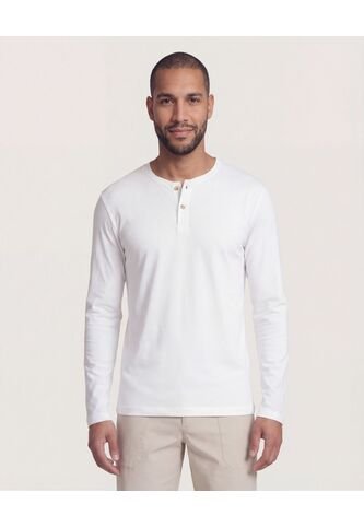 Camiseta  Para Hombre Manga Larga Cuello Henley Color Crema Marca Ostu #60091569 Ostu