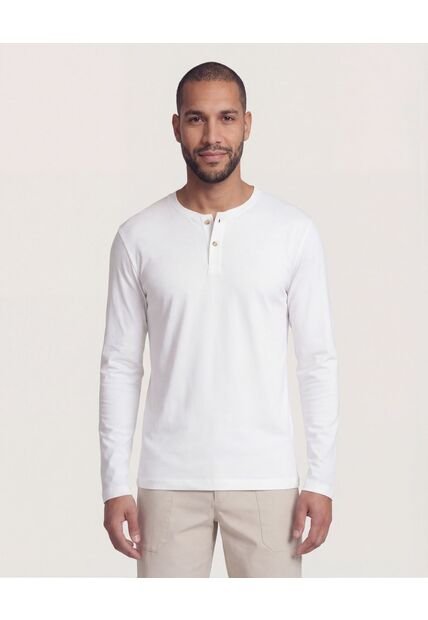 Camiseta  Para Hombre Manga Larga Cuello Henley Color Crema Marca Ostu #60091569