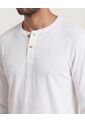 Camiseta  Para Hombre Manga Larga Cuello Henley Color Crema Marca Ostu #60091569 de Ostu
