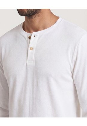 Camiseta  Para Hombre Manga Larga Cuello Henley Color Crema Marca Ostu #60091569