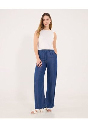 Jean Para Mujer Wide-Leg Fluido Color Azul  Marca Ostu #40160484