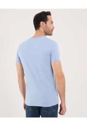 Camiseta Para Hombre Manga Corta Cuello Redondo Color Azul Marca Ostu #60091708