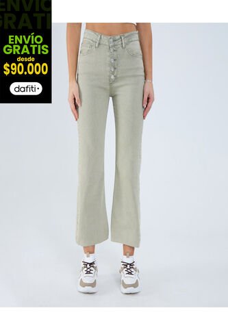 Jean Para Mujer Crop Flare Color Verde Marca Ostu #40160526 Ostu