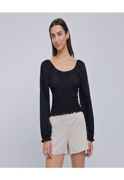 Blusa Para Mujer Manga Larga Color Negro Marca Ostu #40121022