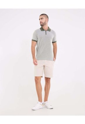 Polo  Para Hombre Cuello Tejido Sin Bolsillo Color Verde Marca Ostu #60110857