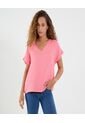 Blusa Para Mujer Manga Corta Color Coral Marca Ostu #40121125 de Ostu