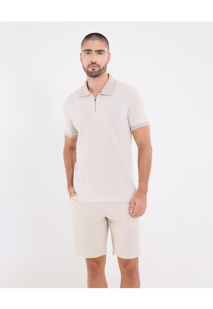 Polo  Para Hombre Cuello Tejido Sin Bolsillo Color Avena Marca Ostu #60110855