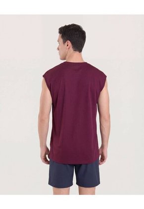 Camiseta  Para Hombre Manga Sisa Cuello Redondo Color Vino Marca Ostu #60091799