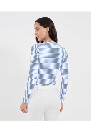 Camiseta Para Mujer Manga Larga Cuello Redondo Color Azul Marca Ostu #40092478