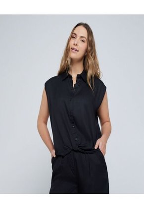 Camisa Para Mujer Manga Sisa Color Negro Marca Ostu #40010232