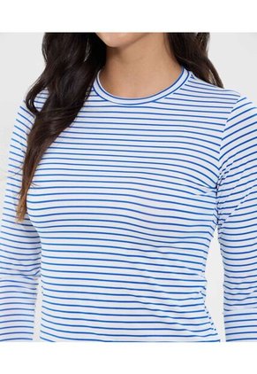 Camiseta Para Mujer Manga Larga Cuello Redondo Color Azul Marca Ostu #40092478