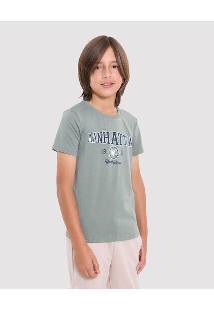 Camiseta Infantil Niño Manga Corta Cuello Redondo Color Verde Marca Ostu #80090277