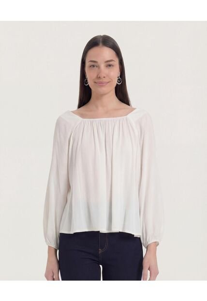 Blusa  Para Mujer Manga 3/4 Color Crudo Marca Ostu #40121274