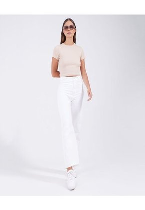 Crop Top Para Mujer Manga Corta Color Piel Marca Ostu #40091828