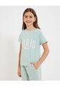Camiseta Infantil Niña Manga Corta Cuello Redondo Color Azulclaro Marca Ostu #90090299 de Ostu