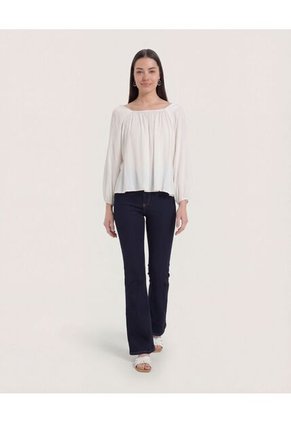 Blusa  Para Mujer Manga 3/4 Color Crudo Marca Ostu #40121274