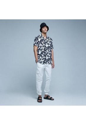 Camisa Para Hombre Manga Corta Sin Bolsillo Color Negrocarbon Marca Ostu #60010656