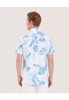 Camisa  Para Hombre Manga Corta Con Bolsillo Cuello B Color Azul Marca Ostu #60010896