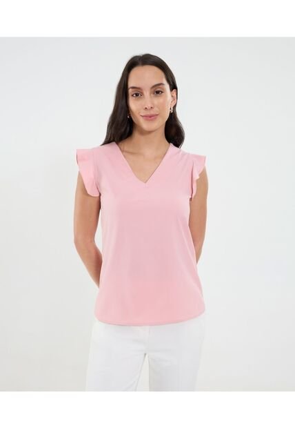 Blusa Para Mujer Manga Corta Color Rosado Marca Ostu #40121158