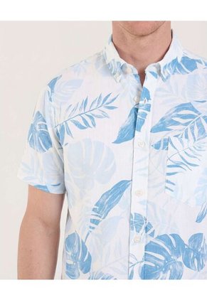 Camisa  Para Hombre Manga Corta Con Bolsillo Cuello B Color Azul Marca Ostu #60010896