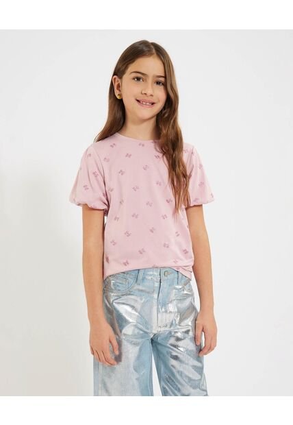 Camiseta Infantil Niña Manga Corta Cuello Redondo Color Rosado Marca Ostu #90090326