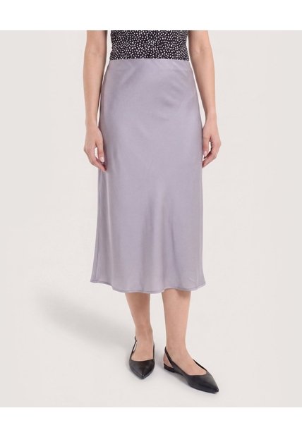 Falda En Satin  Para Mujer Gris Ostu