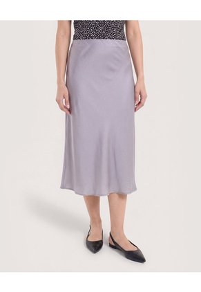Falda En Satin Para Mujer Gris Ostu