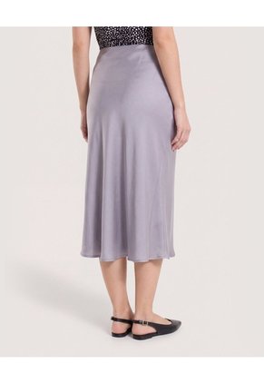 Falda En Satin Para Mujer Gris Ostu