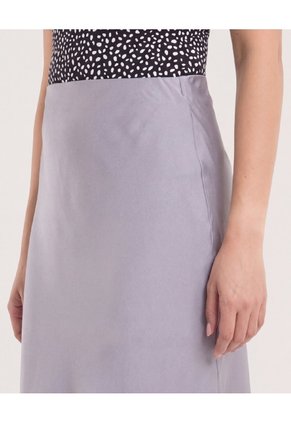 Falda En Satin Para Mujer Gris Ostu