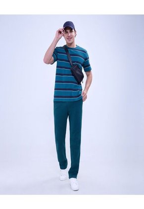 Camiseta Para Hombre Manga Corta Color Verde Oscuro Marca Ostu #60091404