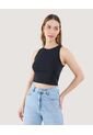 Camiseta Para Mujer Crop Top Manga Sisa Color Negro Marca Ostu #40092240 de Ostu