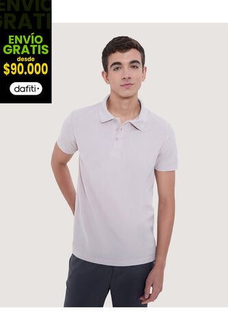 Polo Para Hombre Cuello Tejido Sin Bolsillo Color Beige Marca Ostu #60110742 Ostu