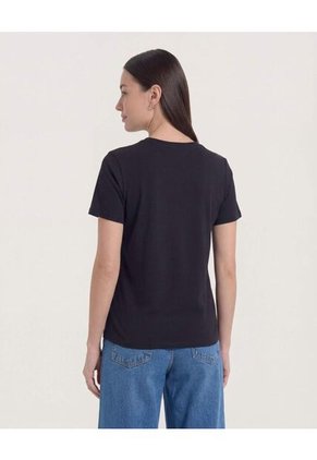 Camiseta  Para Mujer Manga Corta Cuello Redondo Color Negro Marca Ostu #40092752