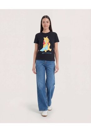 Camiseta  Para Mujer Manga Corta Cuello Redondo Color Negro Marca Ostu #40092752